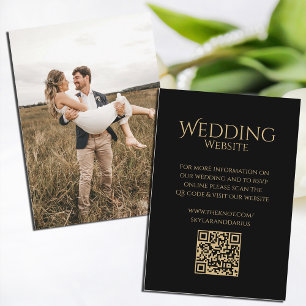 Cartão De Informações Código QR Mínimo Simples Monograma de Casamento Cl