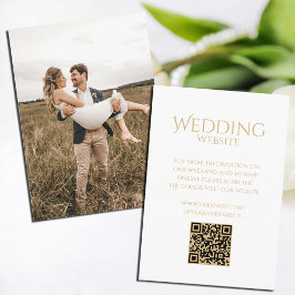 Cartão De Informações Código QR Mínimo Simples Monograma de Casamento Cl