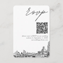 Cartão De Informações Código QR moderno de Casamento de Pittsburgh RSVP