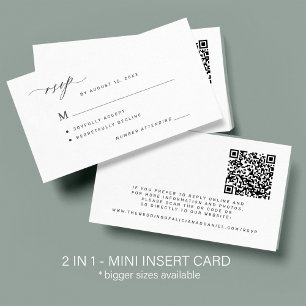 Cartão De Informações Código QR moderno e resposta de casamento clássica