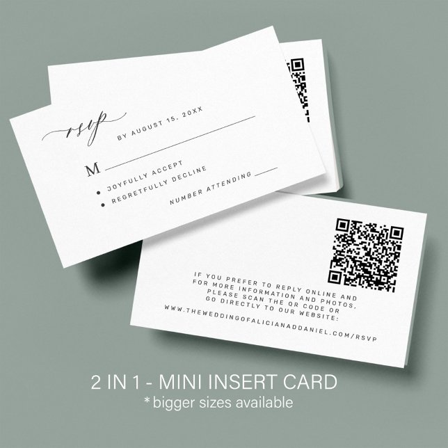 Cartão De Informações Código QR moderno e resposta de casamento clássica (Criador carregado)
