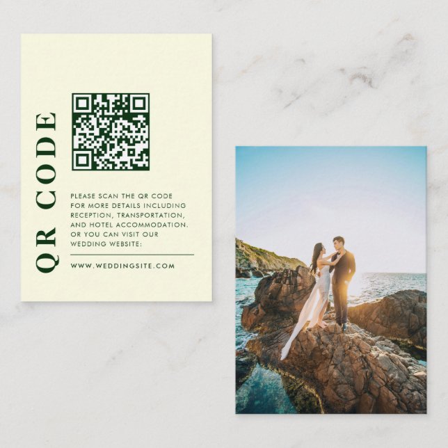 Cartão De Informações Código QR moderno - Foto de Detalhes do Casamento  (Frente/Verso)