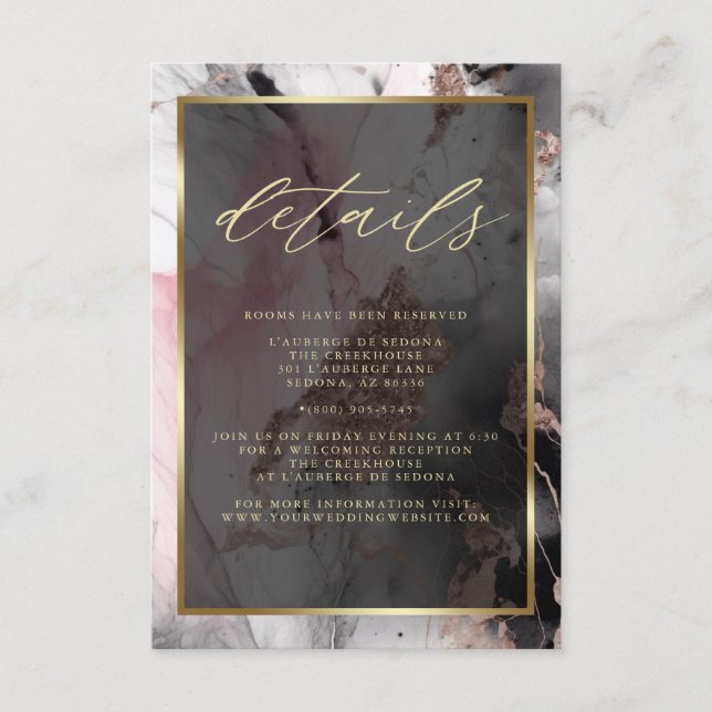 Cartão De Informações Código QR Moderno Pintura Rosa Abstrata Carvão Dou (Frente)