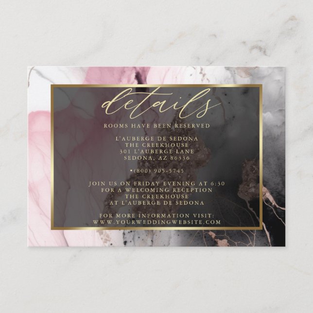 Cartão De Informações Código QR Moderno Pintura Rosa Abstrata Carvão Dou (Frente)