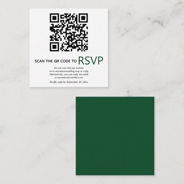 Cartão De Informações Código QR on-line RSVP casamento moderno do eseral (Frente/Verso)