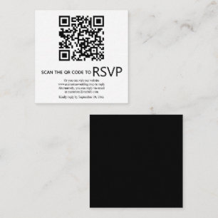 Cartão De Informações Código QR on-line RSVP casamento preto moderno bra