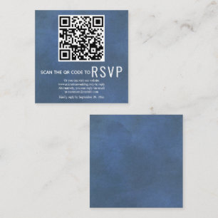 Cartão De Informações Código QR on-line RSVP marcado casamento azul