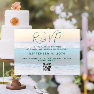 Cartão De Informações Código QR Online de RSVP de Casamento