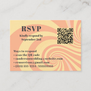 Cartão De Informações Código QR Online de RSVP de Foto de Casamento Retr