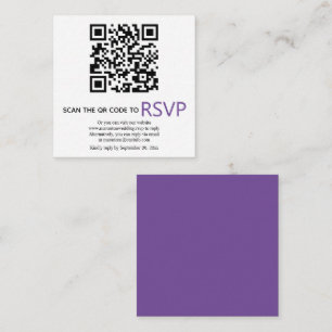 Cartão De Informações Código QR online RSVP casamento roxo moderno Enclo