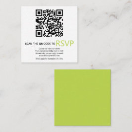 Cartão De Informações Código QR online RSVP casamento verde moderno