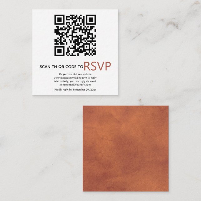 Cartão De Informações Código QR online RSVP manchado casamento de terrac (Frente/Verso)