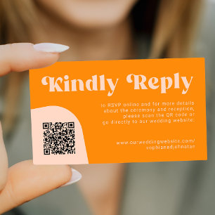 Cartão De Informações Código QR orçamento de casamento retrô online RSVP
