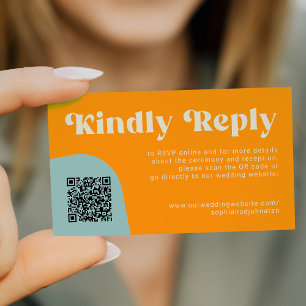 Cartão De Informações Código QR orçamento de casamento retrô online RSVP