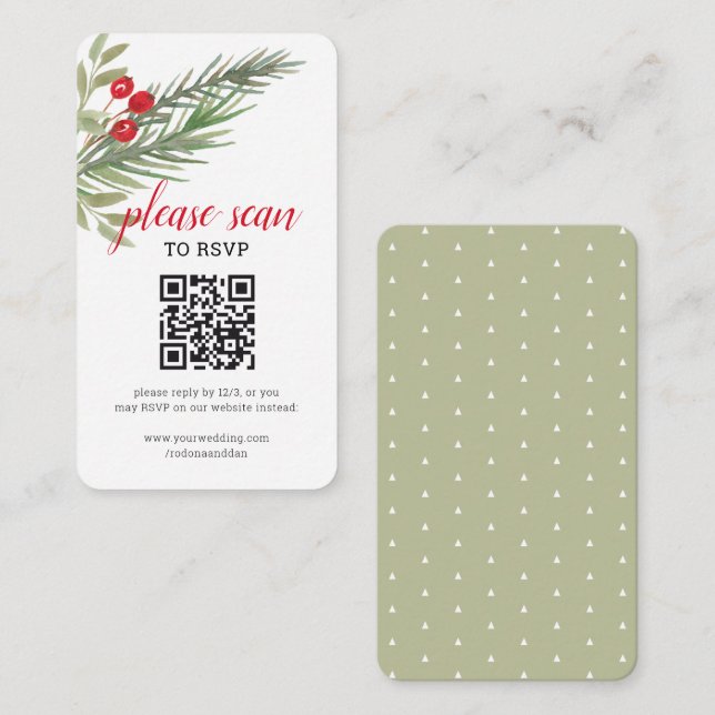 Cartão De Informações Código QR para a RSVP de Natal Festivo (Frente/Verso)