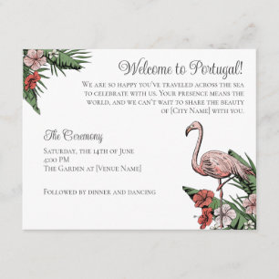Cartão De Informações Código QR para Casamento de Destino Flamingo