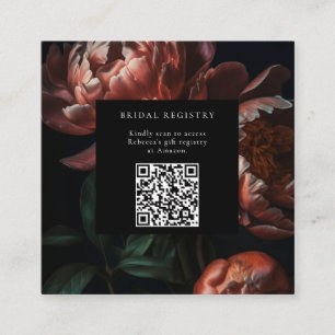 Cartão De Informações Código QR para Chá de Noiva com Florais Sombrios