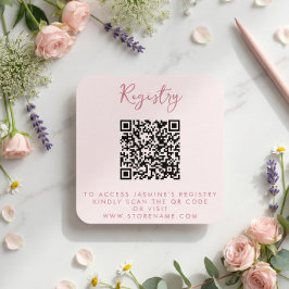Cartão De Informações Código QR para Chá de Noiva Rosa
