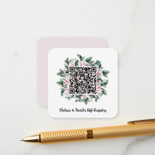 Cartão De Informações Código QR Personalizado Magnolia Flower Frame Gift