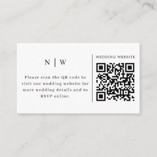 Cartão De Informações Código QR Preto e Branco de Resposta de Casamento