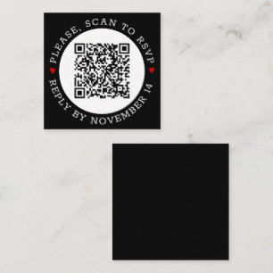 Cartão De Informações Código QR preto e branco RSVP borda de corações ve