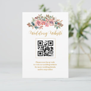 Cartão De Informações Código QR Rosa Aguamarina em Aquarela MARY