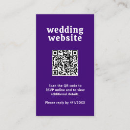 Cartão De Informações Código QR Roxo Fonte Retro Casamento Moderno