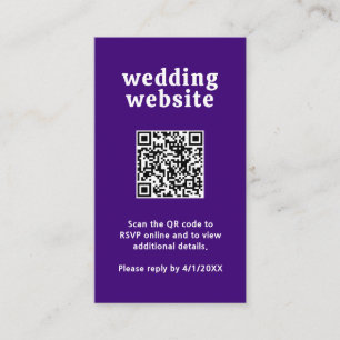 Cartão De Informações Código QR Roxo Fonte Retro Casamento Moderno