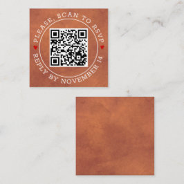 Cartão De Informações Código QR RSVP, casamento de terracotta manchado n