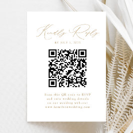 Cartão De Informações Código QR RSVP com Fonte Dourada Moderna