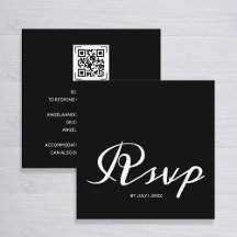 Código QR RSVP de Casamento Branco Preto Simples