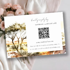 Cartão De Informações Código QR RSVP de Casamento de Paisagem Africana d
