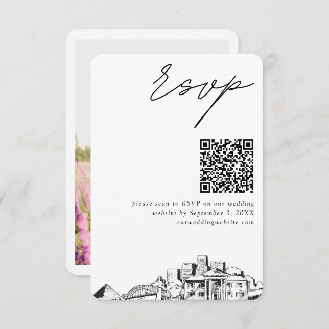 Cartão De Informações Código QR RSVP de Casamento Memphis - Pequeno (Frente/Verso)