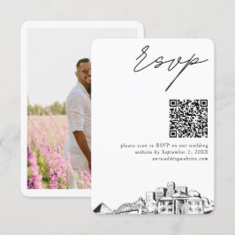 Cartão De Informações Código QR RSVP de Casamento Memphis - Pequeno
