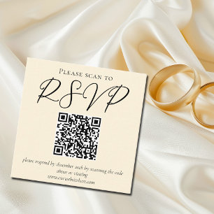 Cartão De Informações Código QR RSVP de Casamento Simples de Ivory