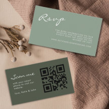 Código QR RSVP de Casamento Verde Sage com Caligra
