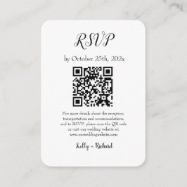 Cartão De Informações Código QR RSVP de Casamento Vertical Branco Pequen