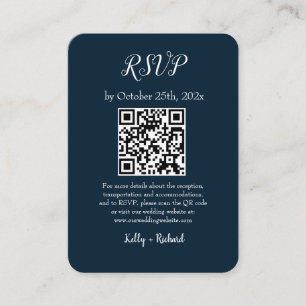 Cartão De Informações Código QR RSVP de Casamento Vertical Pequeno marin