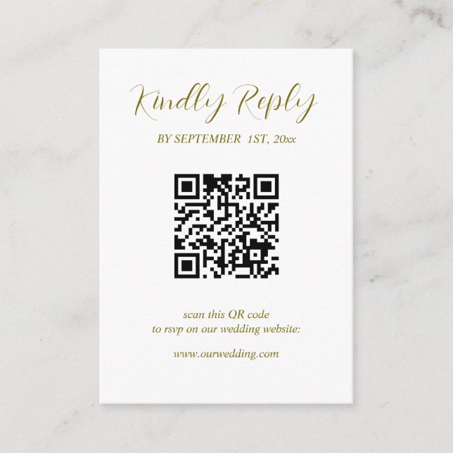 Cartão De Informações Código QR RSVP de Casamento Vitoriano Elegante (Frente)