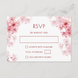 Cartão De Informações Código QR RSVP de Cerejeira em Aquarela