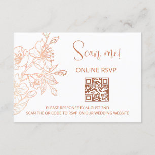 Cartão De Informações Código QR RSVP de Código de Casamento Branco Cobre