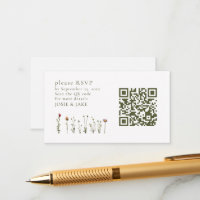 Código QR RSVP de flores silvestres de casamento