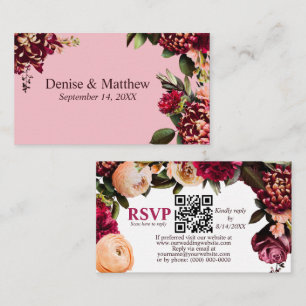 Cartão De Informações Código QR RSVP do Flor de Amêndoa Romântico