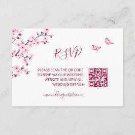 Cartão De Informações Código QR | RSVP Flor de Cerejeira