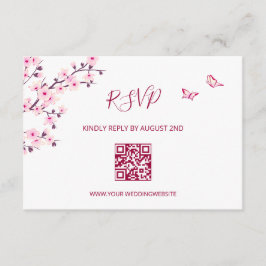 Cartão De Informações Código QR | RSVP Flor de Cerejeira