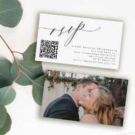 Cartão De Informações Código QR RSVP Fotocasamento moderno