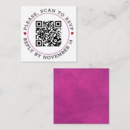 Cartão De Informações Código QR RSVP fuchsia fronteira rosa, casamento d