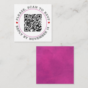 Cartão De Informações Código QR RSVP fuchsia fronteira rosa, casamento d