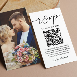 Cartão De Informações Código QR RSVP Online de Casamento de Orçamento Mo
