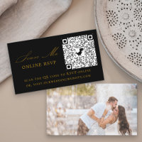 Código QR RSVP Online de Foto Casamento Preto Dour